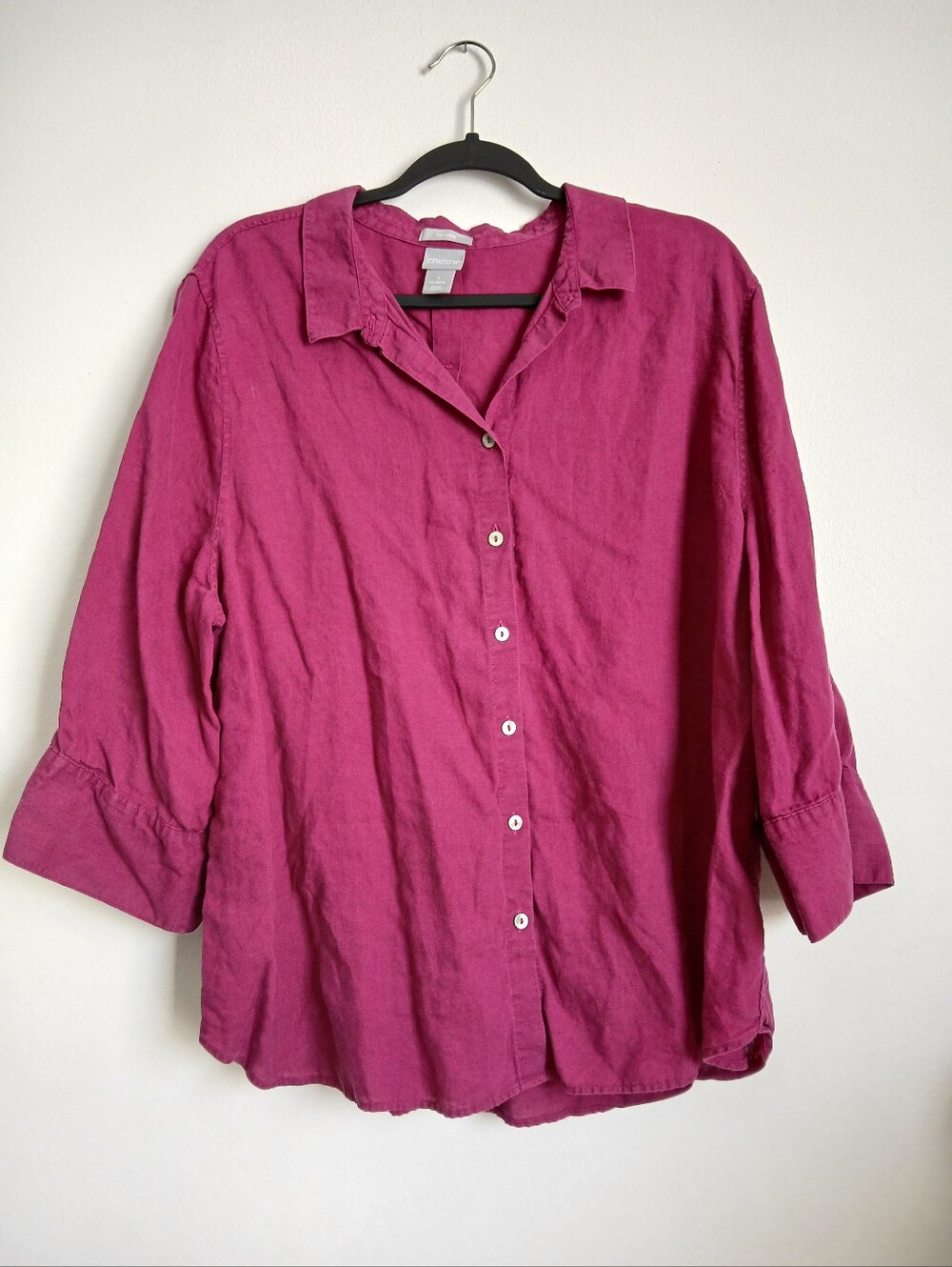 Chico's No Iron Top Linen Button Front Size 20